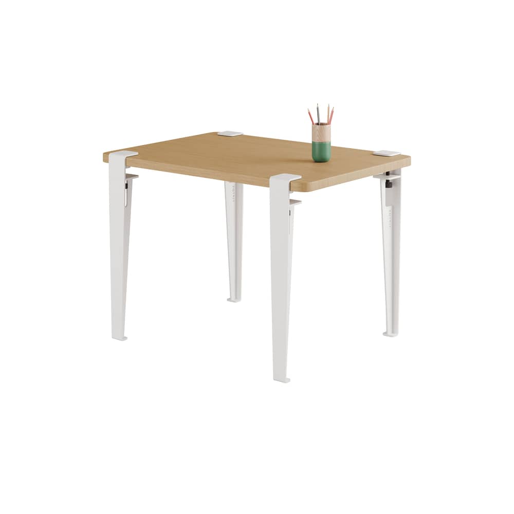 Kinderschreibtisch  holz weiß / 70 x 50 cm - Eiche - TIPTOE - Eiche / Cremeweiße Füße - Ökozertifizierte Massiveiche, thermolackierter Stahl