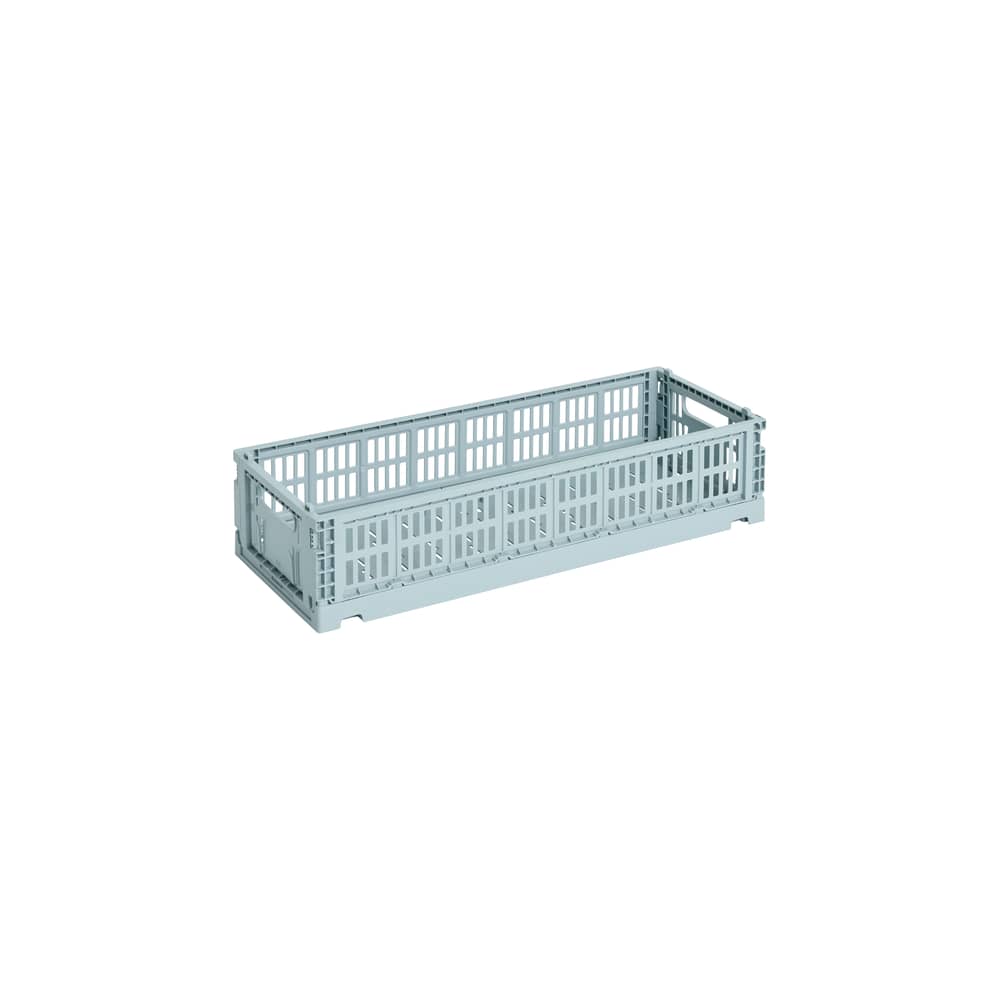 Panier Colour Crate MINI plastique bleu Oblong / 13 cm x 34.5 cm - Hay - Bleu Dusty - Polypropylène recyclé