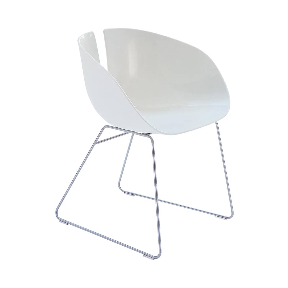 Poltrona Fjord H materiale plastico bianco / Patricia Urquiola, 2002 - Moroso - Bianco / Acciaio - Inox satinato, Plastica composita