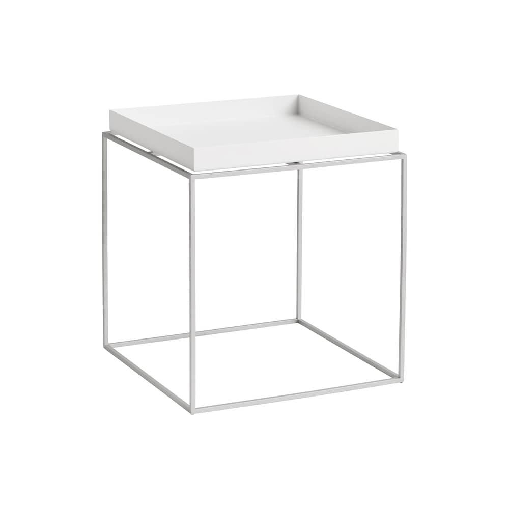Table d\'appoint Tray Silicon / 40 x 40 x H 44 cm - Hay - Blanc - Acier revêtu de silicone, Acier thermolaqué