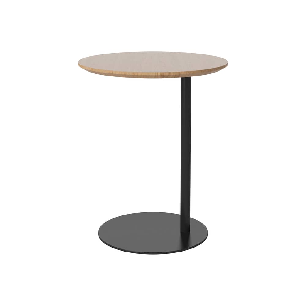 Tavolino d\'appoggio Pillar nero legno naturale / Ø 45 x H 54,7 cm - Rovere & acciaio - Bolia - Nero / Rovere - Acciaio laccato, Massello di quercia oliato