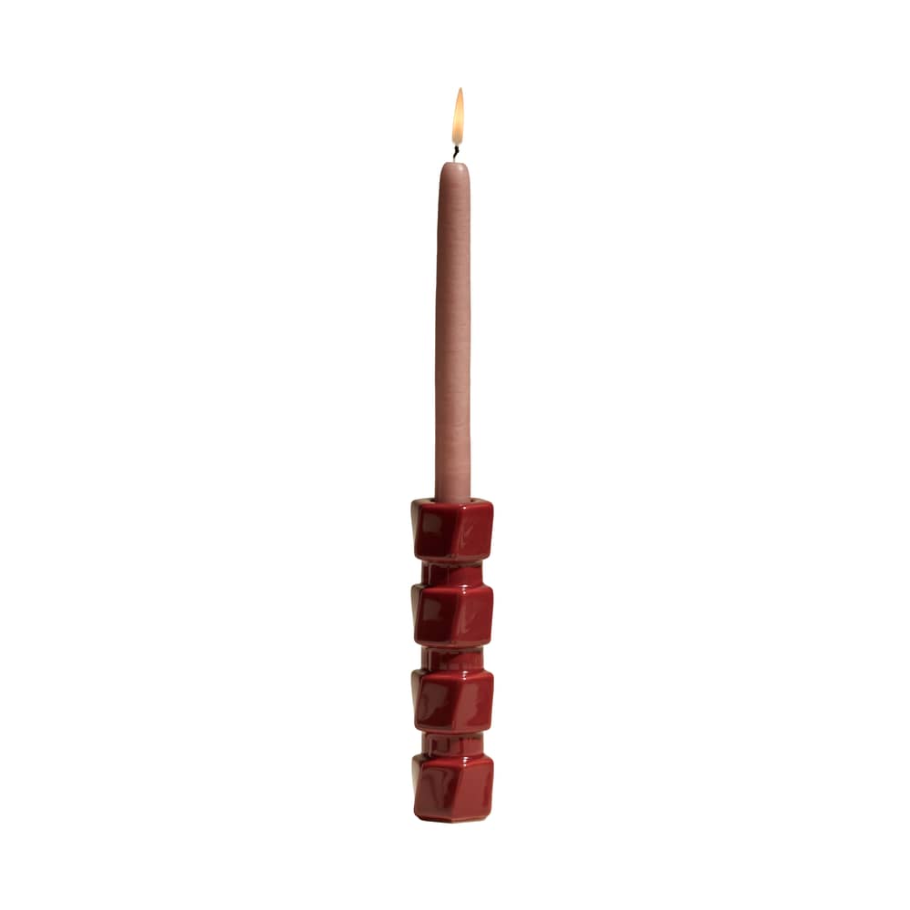 Bougeoir Colonna Grand / H 16.5 cm - Maison Sarah Lavoine - Carmin - Céramique émaillée