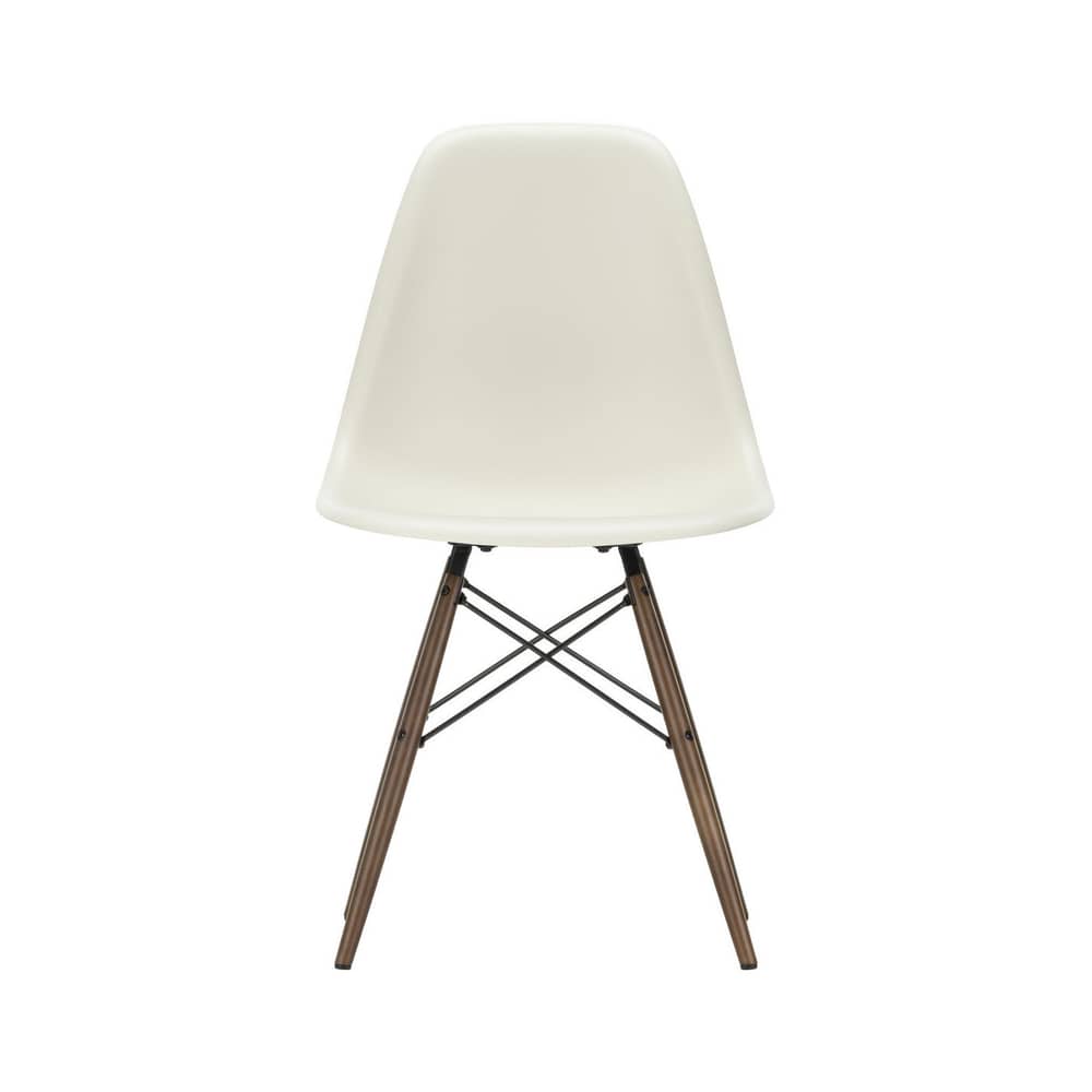 RE DSW - Eames Plastic Side Chair Chair plastic material grey / (1950) - Dark wood legs / Recycled - Vitra - Pebble grey / dark maple - , Post-consumer recycled plastic