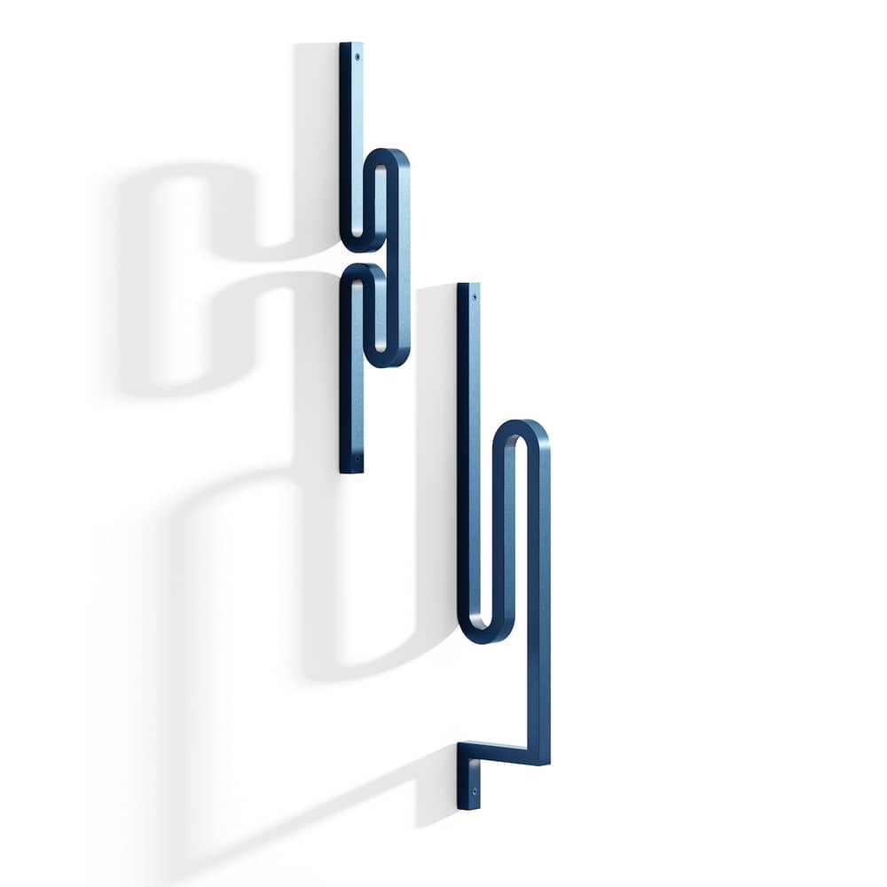 Patère Zag métal bleu / Set de 2 - La Chance - Bleu - Acier peint