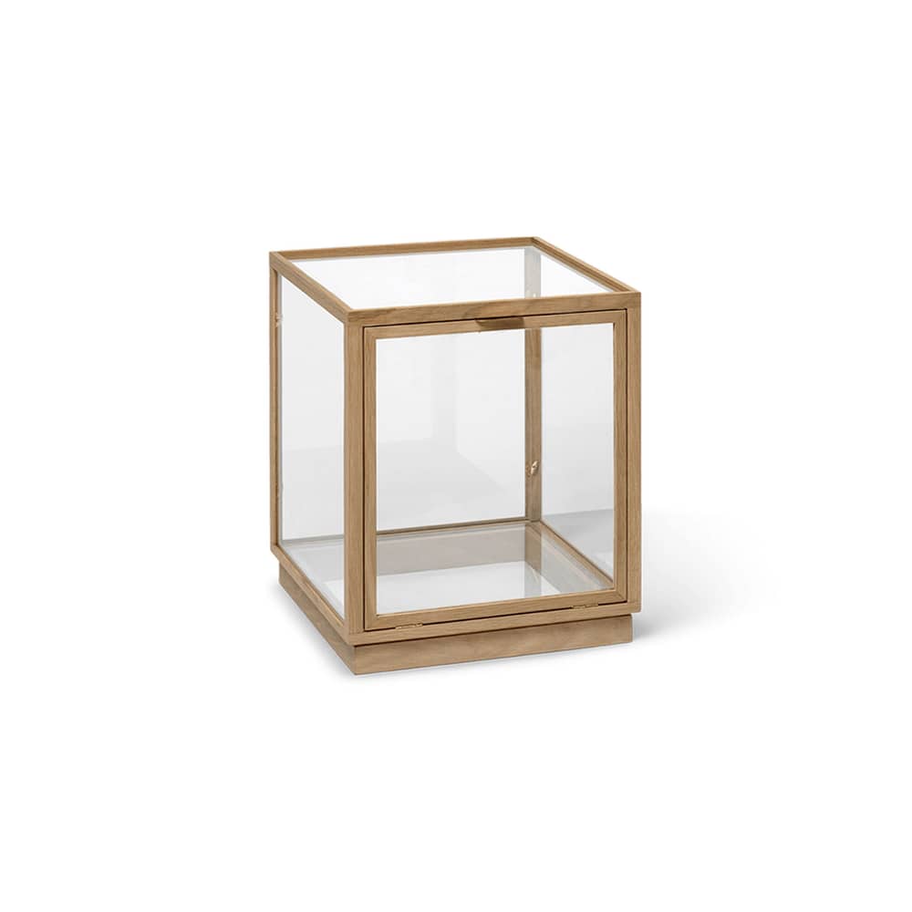 Vitrine Miru verre bois naturel / 40 x 40 x H 42 cm - Ferm Living - Chêne clair - Chêne, Laiton, Verre