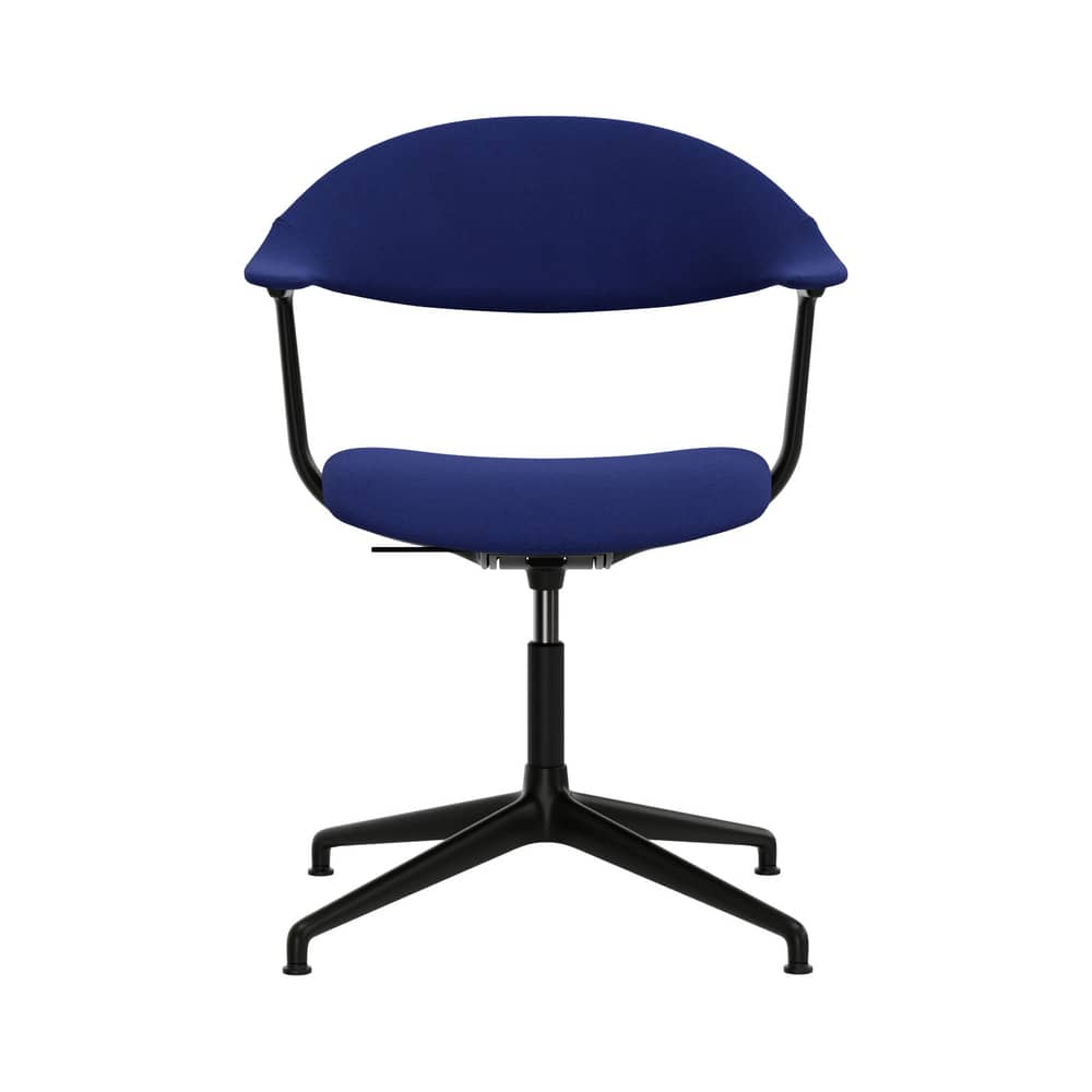 Drehsessel Mynt Soft textil blau / Gepolsterte Sitzfläche und Rückenlehne - Vitra - Elektrischblau (Cosy-Stoff 2) / schwarzer Fuß - Aluminium, Furnier, Gewebe, Schaumstoff