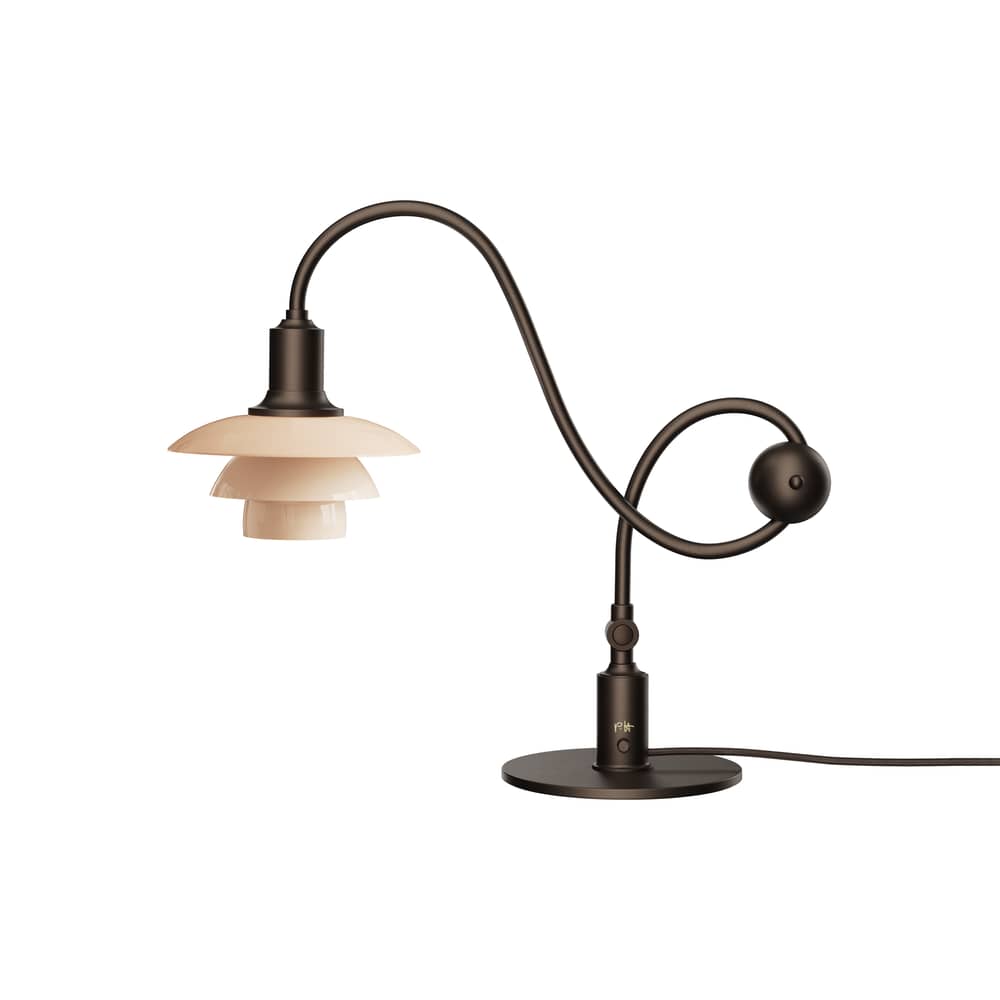 Lampe de table PH 1/1 Piano / Orientable - Édition limitée 2026 - Louis Poulsen - Terracotta poudré / laiton bruni - Laiton bruni, Verre soufflé bouche