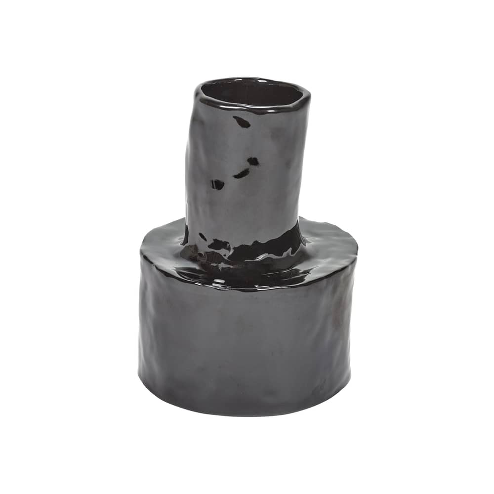 Héléna 5 Vase ceramic black / Ø 14 x H 19 cm - Mini - Serax - No. 5 / Dark brown - Sandstone