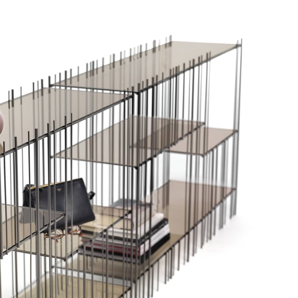  Accessory glass brown transparent / Set 6 shelves for Metrica Wall A Bookcase - Dep. 12 cm - Mogg - Bronze - Tinted glass