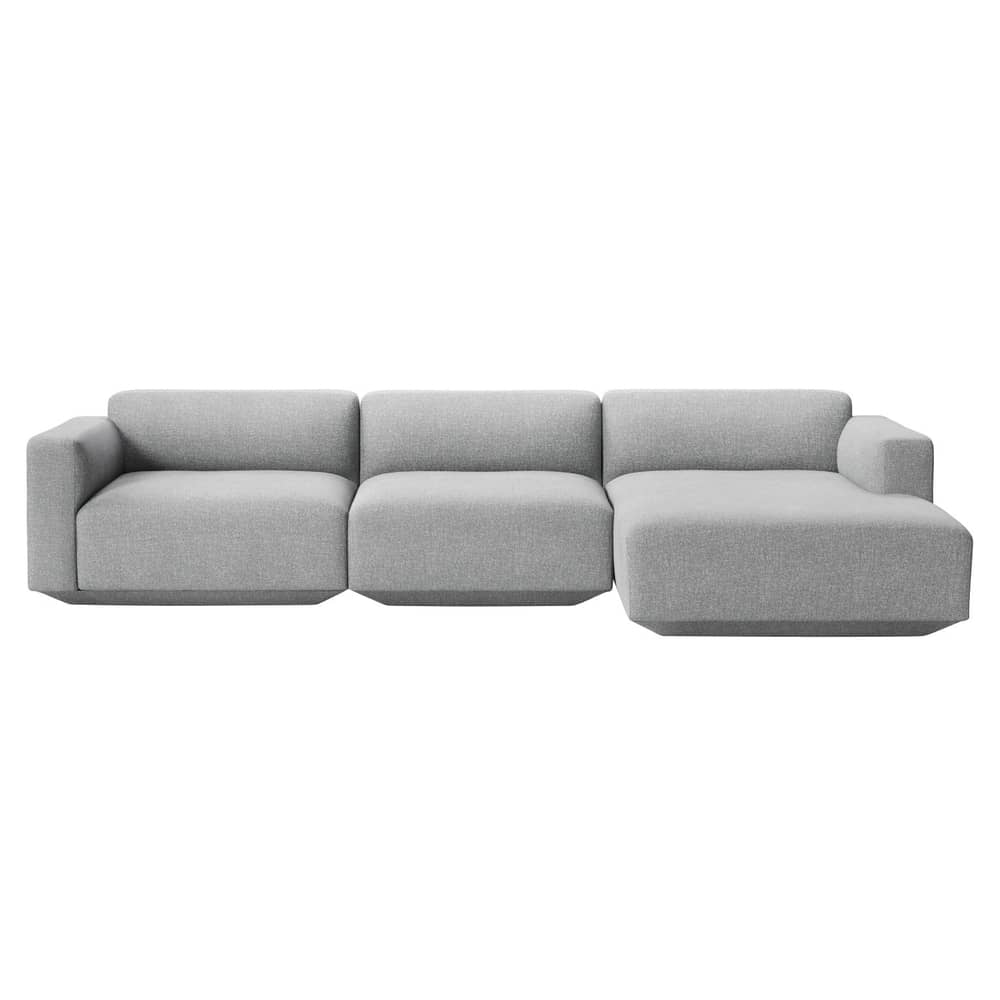 Divano d\'angolo Develius F tessuto grigio / 4 posti - L 309 cm / Penisola destra - &tradition - Grigio (tessuto Hallingdal 130) - Legno, Schiuma HR, Tessuto