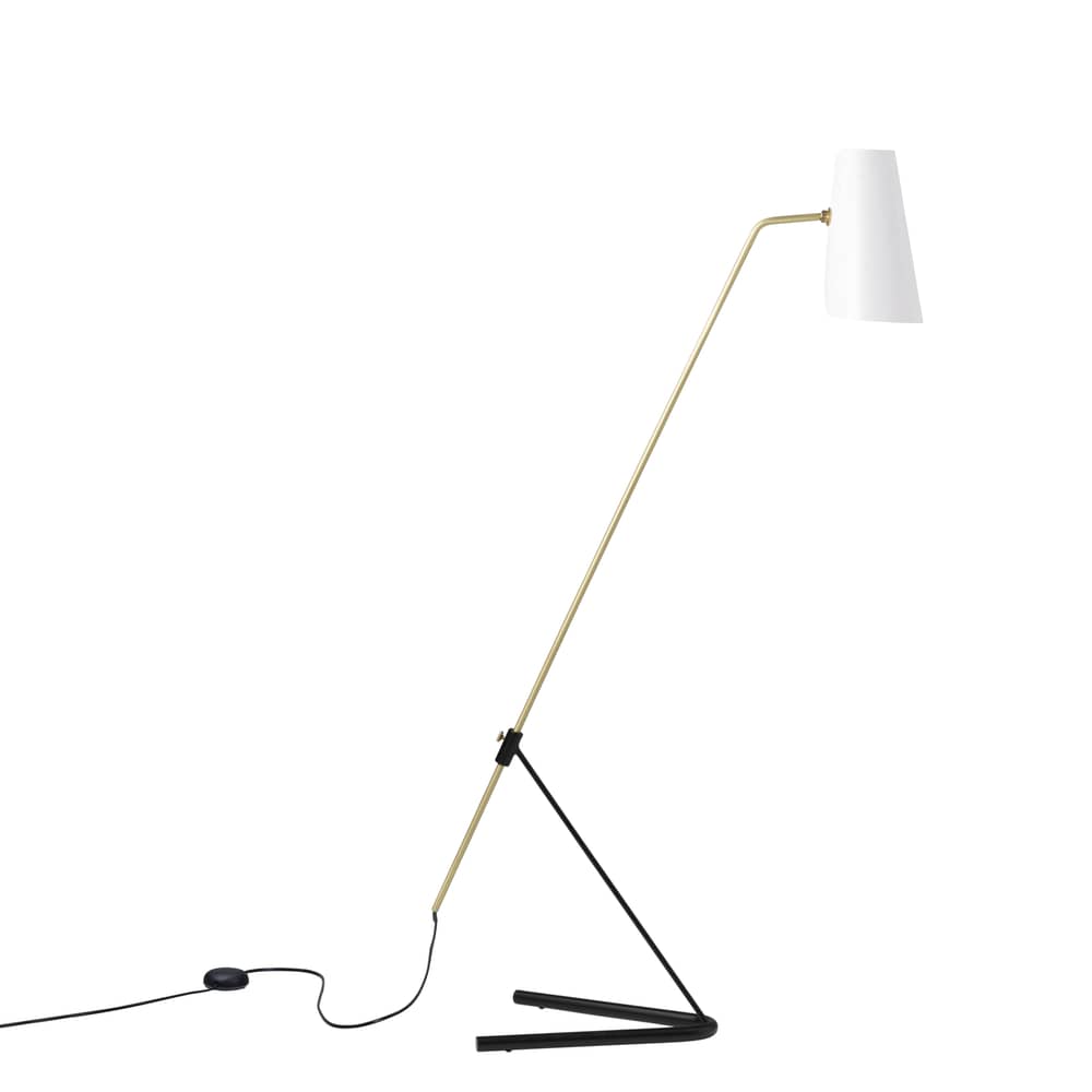 Lampadaire G21 Perforé métal blanc / Orientable - Réédition 1951, Pierre Guariche - SAMMODE STUDIO - Blanc perforé - Aluminium, Laiton, Métal
