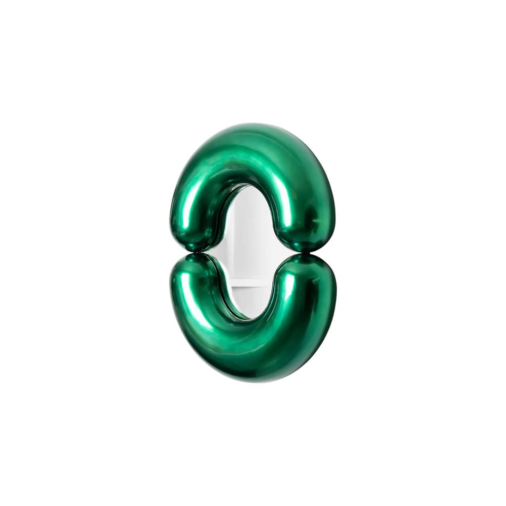 Miroir mural Zodiac Bumper Small / L 55 x H 70 cm - Jean-Baptiste Fastrez, 2020 - Moustache - Vert métallisé - Céramique, Verre