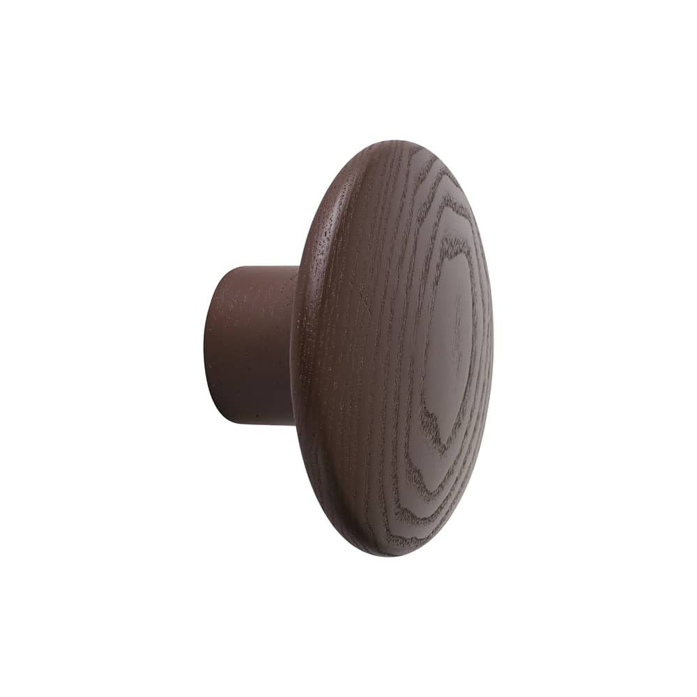 Patère The Dots Wood Small bois marron / Ø 9 cm - Muuto - Rouge brun - Frêne teinté