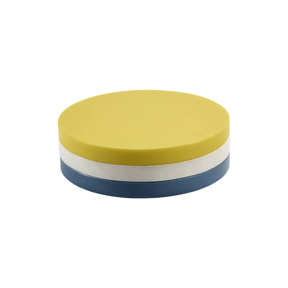 Set de 3 planches à découper Three Circles - valerie objects - Jaune / Blanc / Bleu - Marbre, Polyéthylène