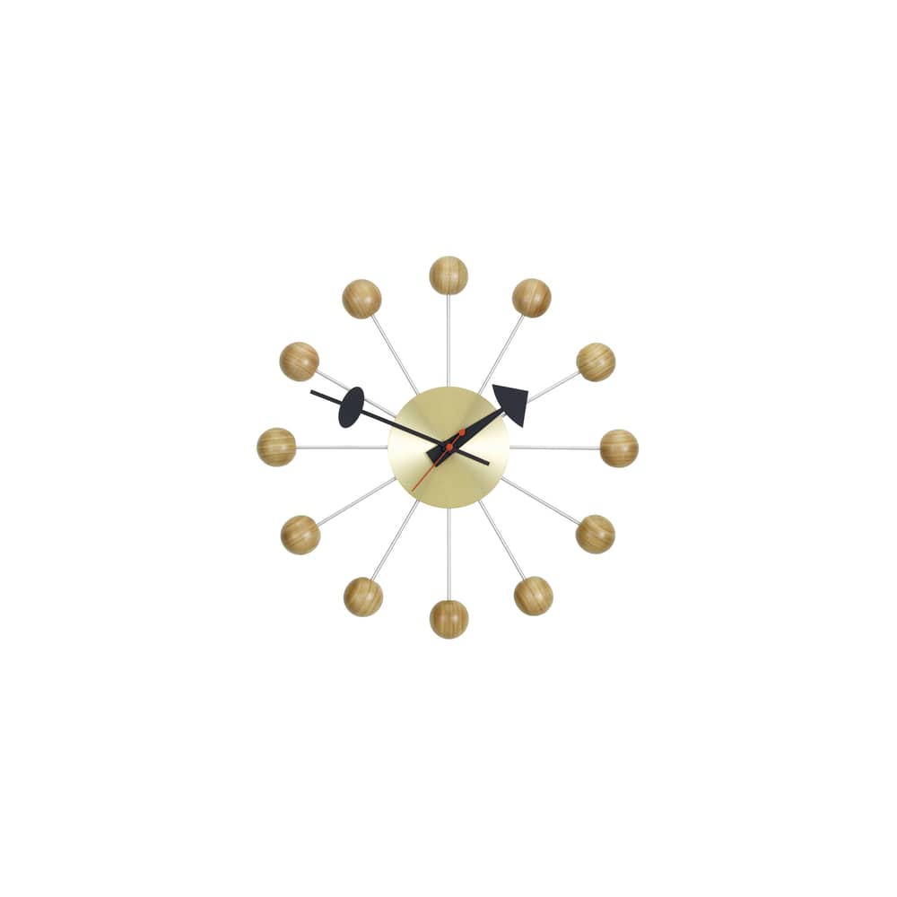 Vitra Ball Clock Wall clock - brass natural cherry tree | Made In