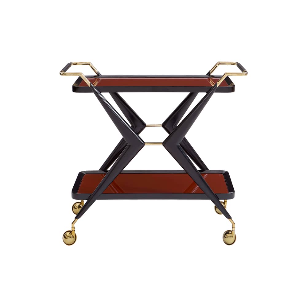 Chariot Trocadero - Jonathan Adler - Chariot Trocadero - Chêne teinté, Laiton, Verre laqué
