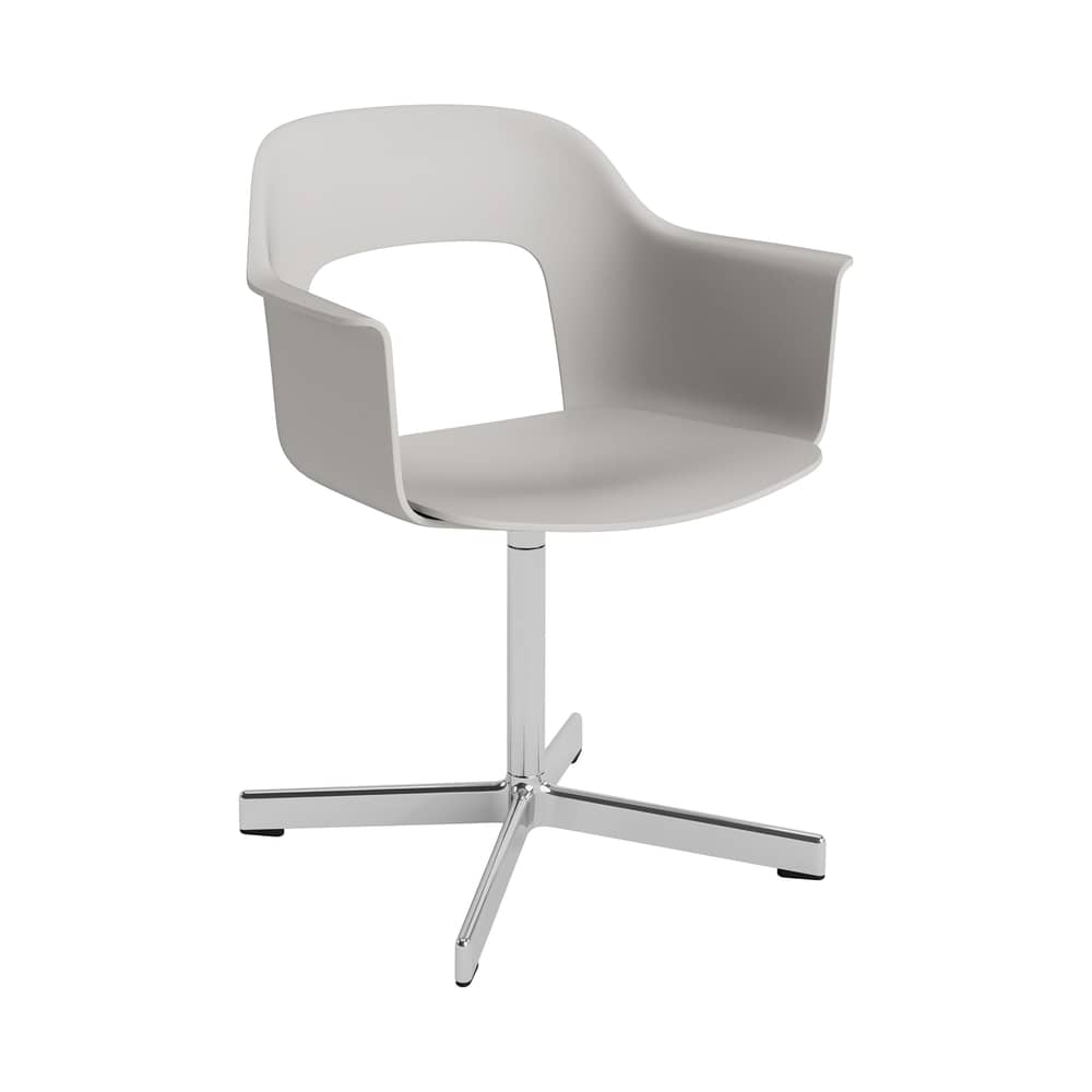Fauteuil pivotant Layout 231 gris / Recyclé - Hay - Gris clair - Aluminium poli, Polypropylène recyclé post-consommation