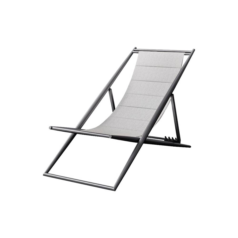 Sdraio pieghevole reclinabile Luce tessuto grigio / Leggermente imbottito - Unopiu - Antracite - Alluminio, Espanso, Tessuto acrilico