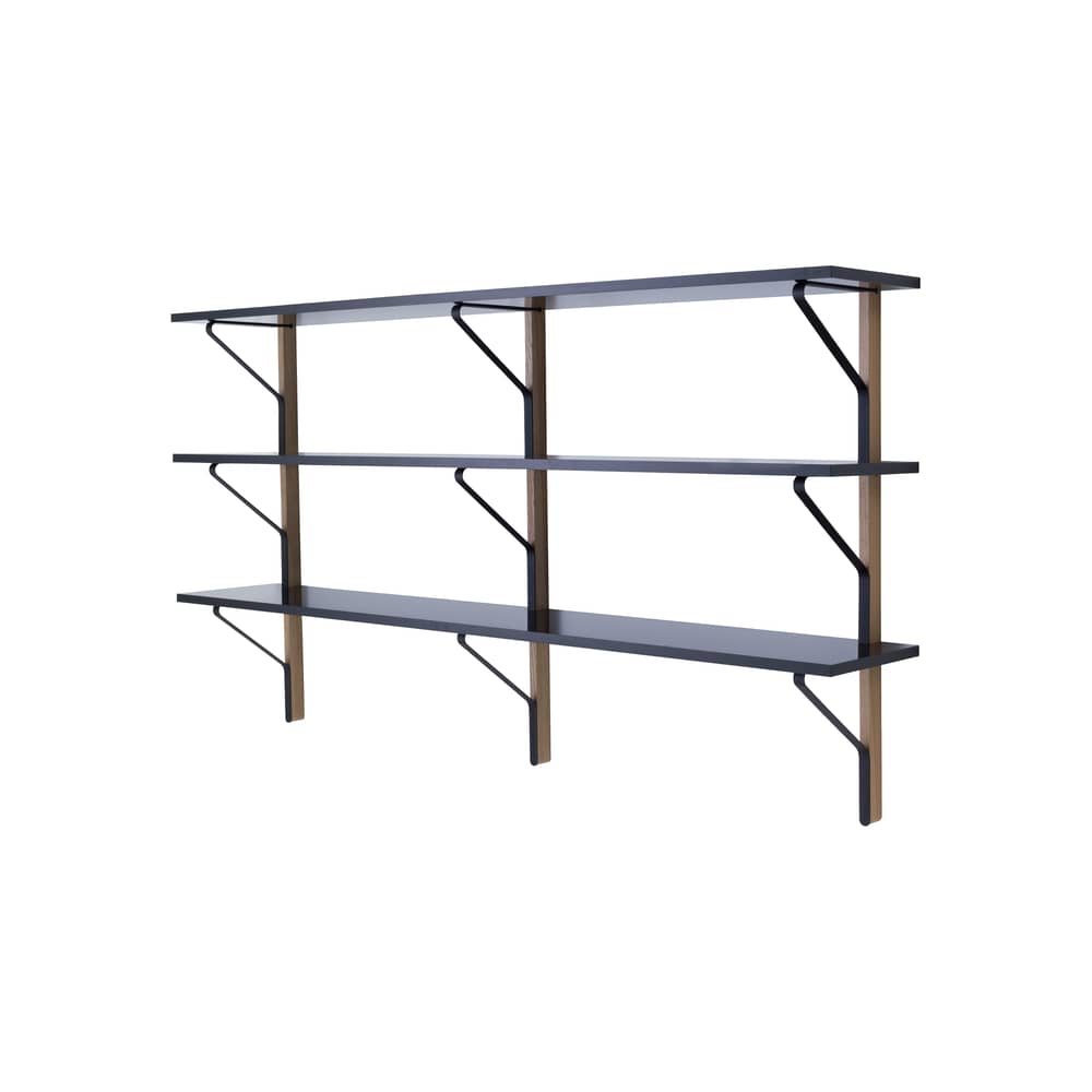 Kaari Shelf wood black / W 200 x H 113 cm - Melamine / Bouroullec, 2015 - ARTEK - W 200 x H 113 cm / Black & Natural oak - Melamine, Solid oak, Steel