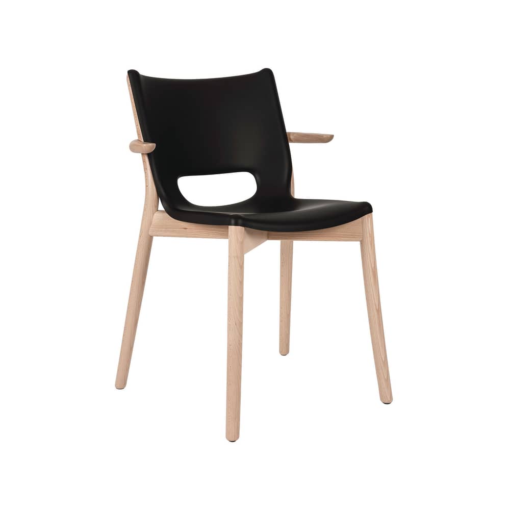 Poêle Collection Armchair metal black / By Philippe Starck - Alessi - Black / Natural beech - Beechwood, Epoxy resin-coated steel