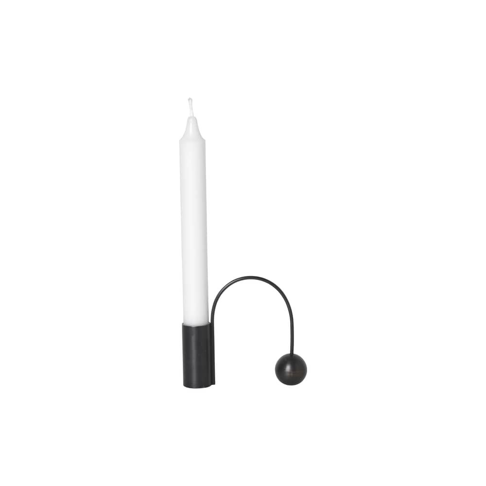 Bougeoir Balance métal noir / Bougie longue - Ferm Living - Noir - Laiton bruni