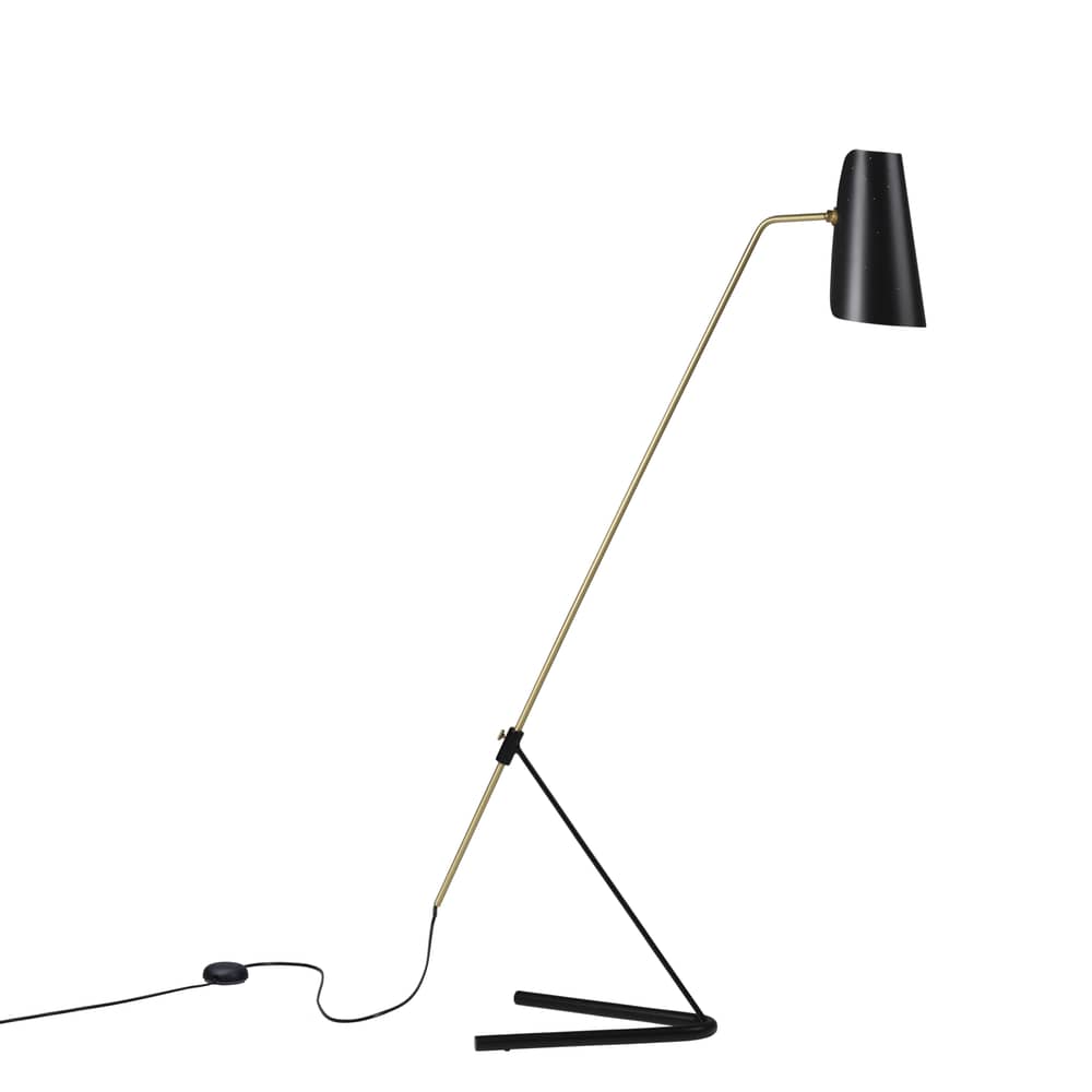 Lampadaire G21 Perforé métal noir / Orientable - Réédition 1951, Pierre Guariche - SAMMODE STUDIO - Noir perforé - Aluminium, Laiton, Métal