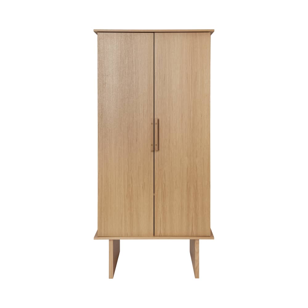 Stilt Wardrobe natural wood / Dressing room - W 90 x H 186 cm / With rod - Ferm Living - Natural oak - MDF veneer oak