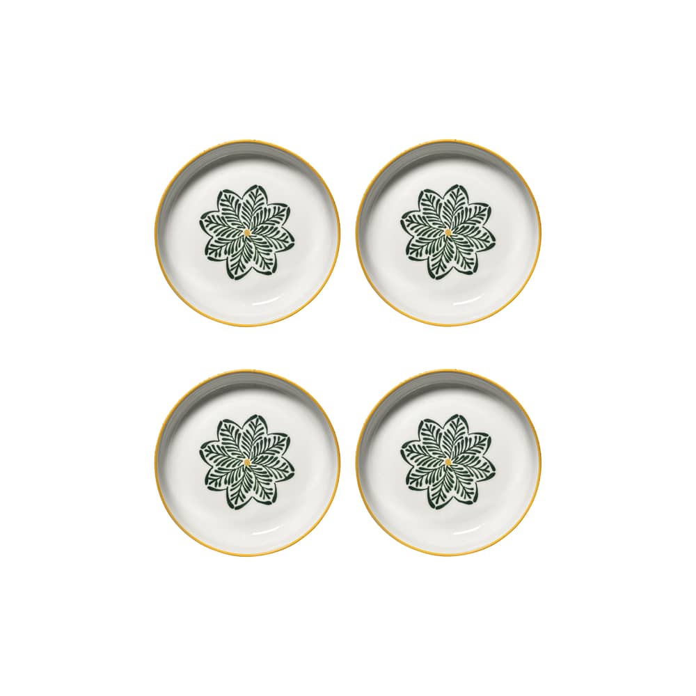 Set de 4 assiettes creuses Bazaar / Ø 21 cm - Serax - Vert & jaune - Grès