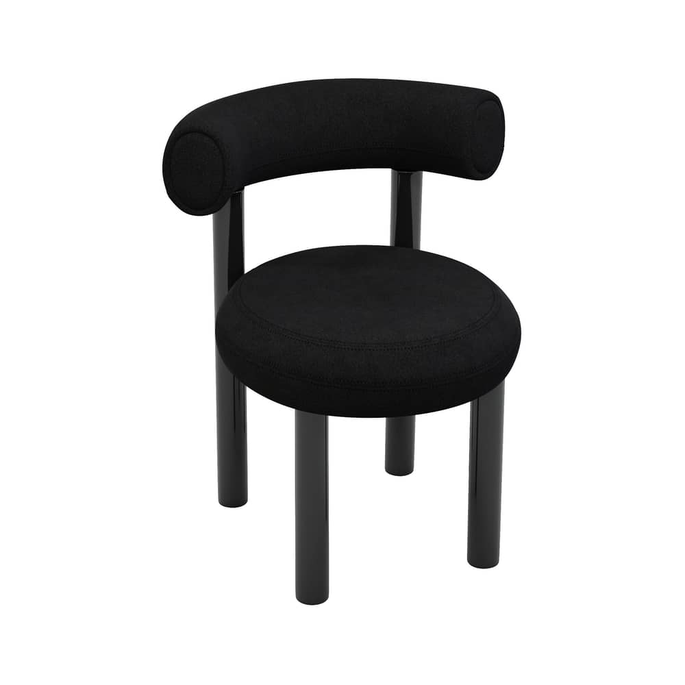 Chaise rembourrée Fat Dining noir / Tissu Hallingdal - Tom Dixon - Noir (tissu Hallingdal) / Acier noir - Acier laqué, Mousse moulée, Tissu Hallingdal