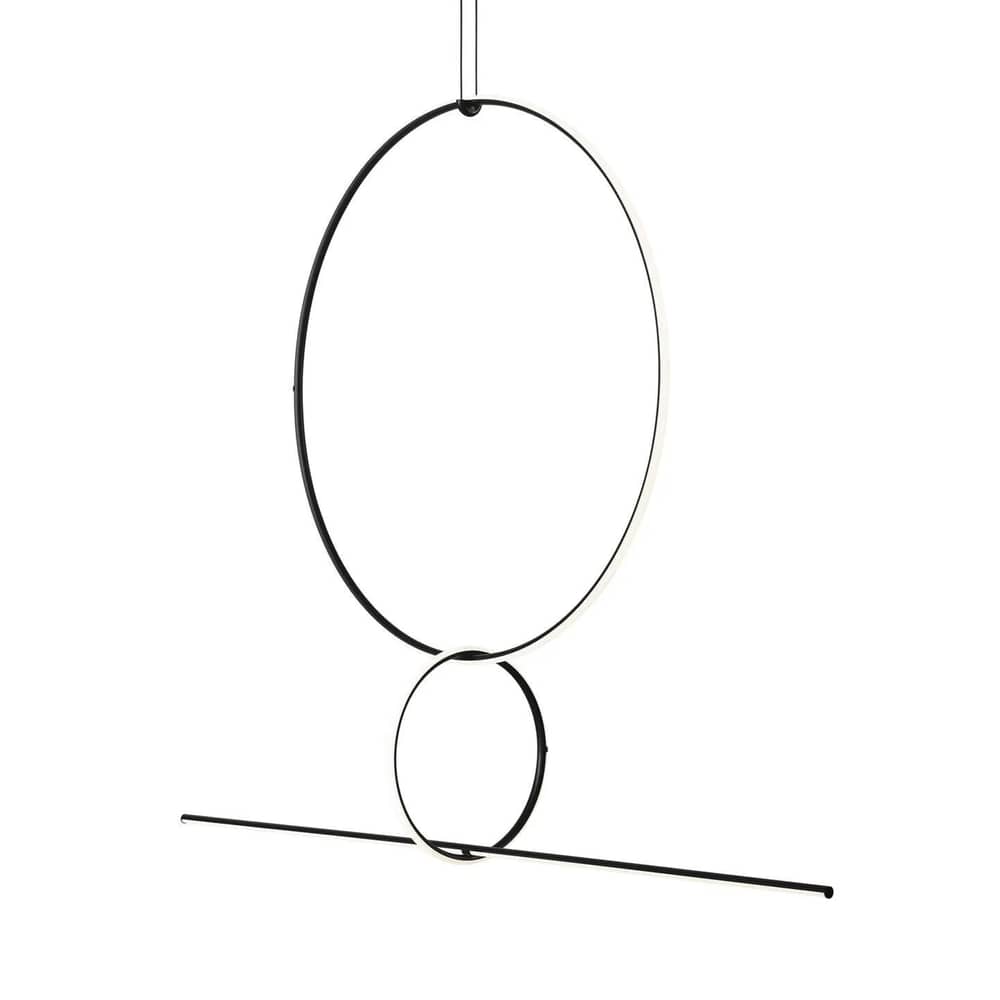 Arrangements 3 LED Pendant metal white black / 3 elements - H 140 x L 170 cm - Flos - Black & White - Painted aluminium, Polycarbonate