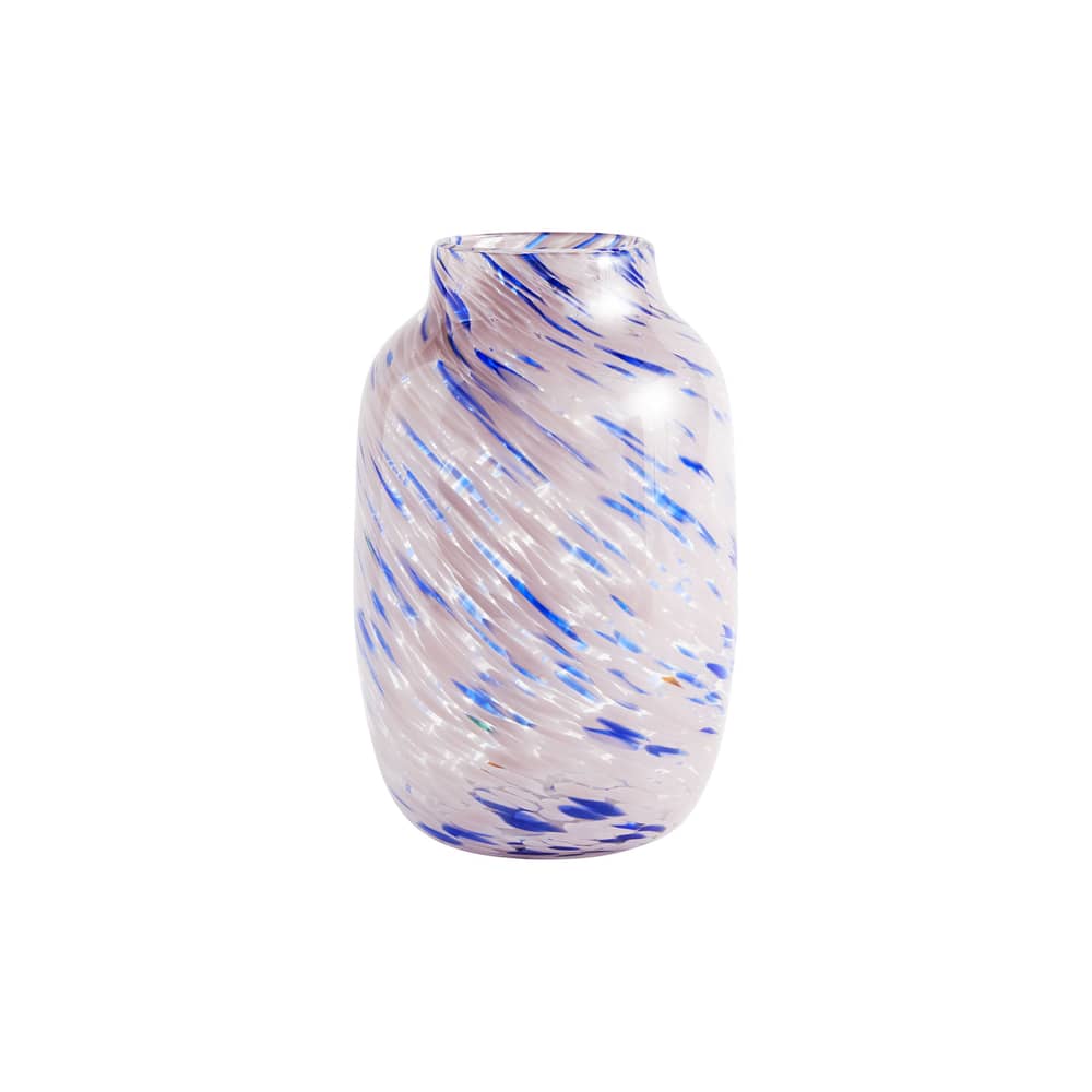 Vase Splash Round Large verre rose / Ø 18,5 x H 30 cm - Fait main - Hay - Rose pâle & bleu - Verre soufflé