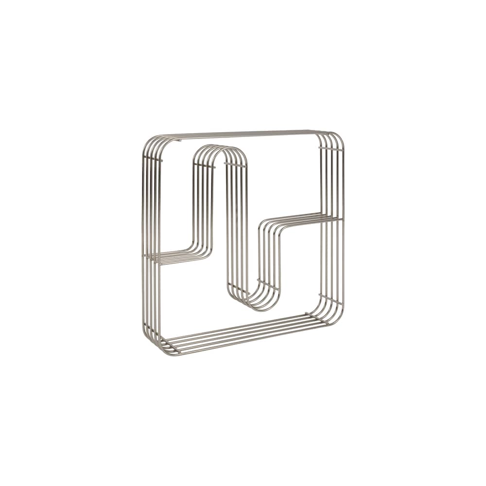 Curva Wall shelf metal silver / Utensil - 45.5 x 45.5 x D 9 cm - AYTM - Silver-plated - Steel