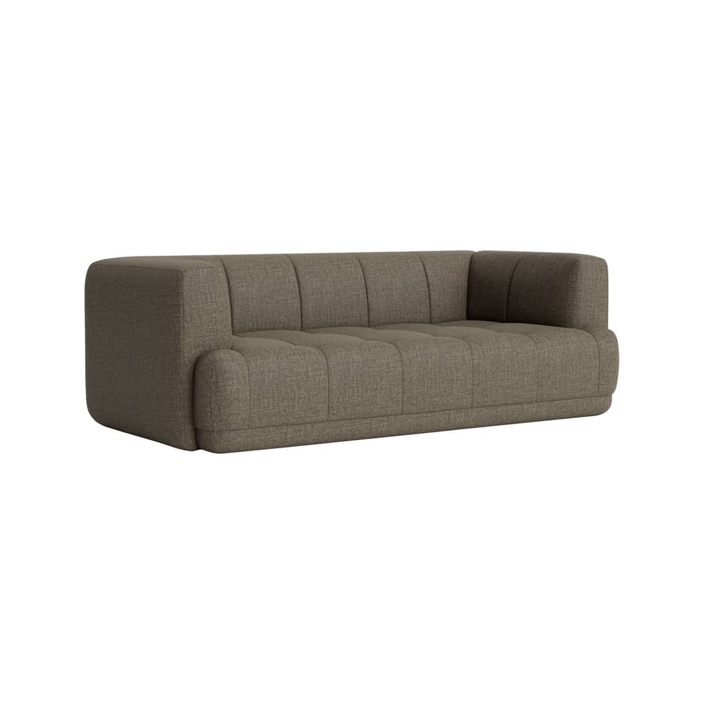 Canapé droit Quilton / 2 places - L 214 cm - Matelassé - Hay - Marron (tissu Tadao 410) -  Ouate, Bois, Mousse PU, Tissu
