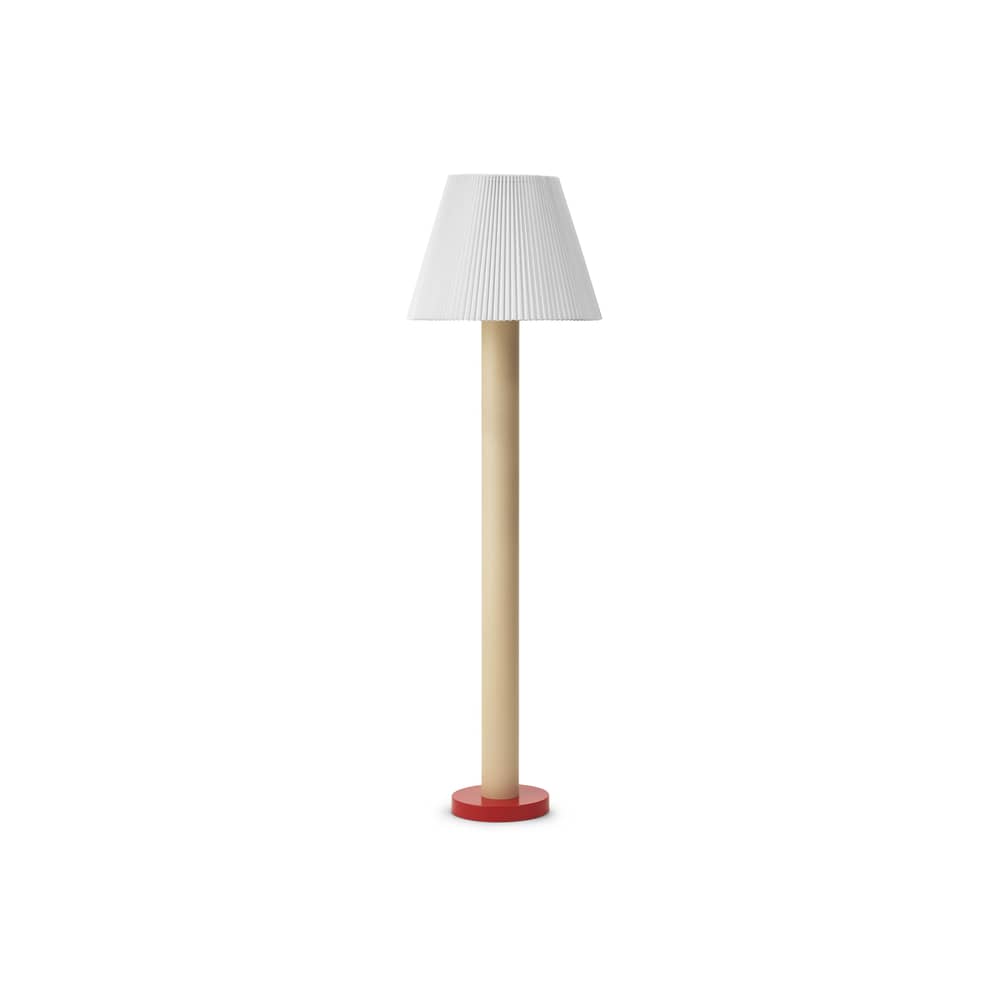 Stehleuchte Cellu metall beige - Normann Copenhagen - Sandfarbener Fuß / Roter Sockel - Aluminium, PVC, Stahl