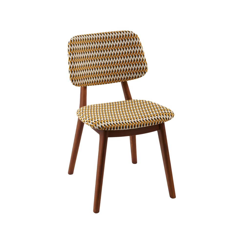 Chaise rembourrée Happy Days tissu jaune - POLSPOTTEN - Ocre (motifs) - Frêne, Mousse, Tissu