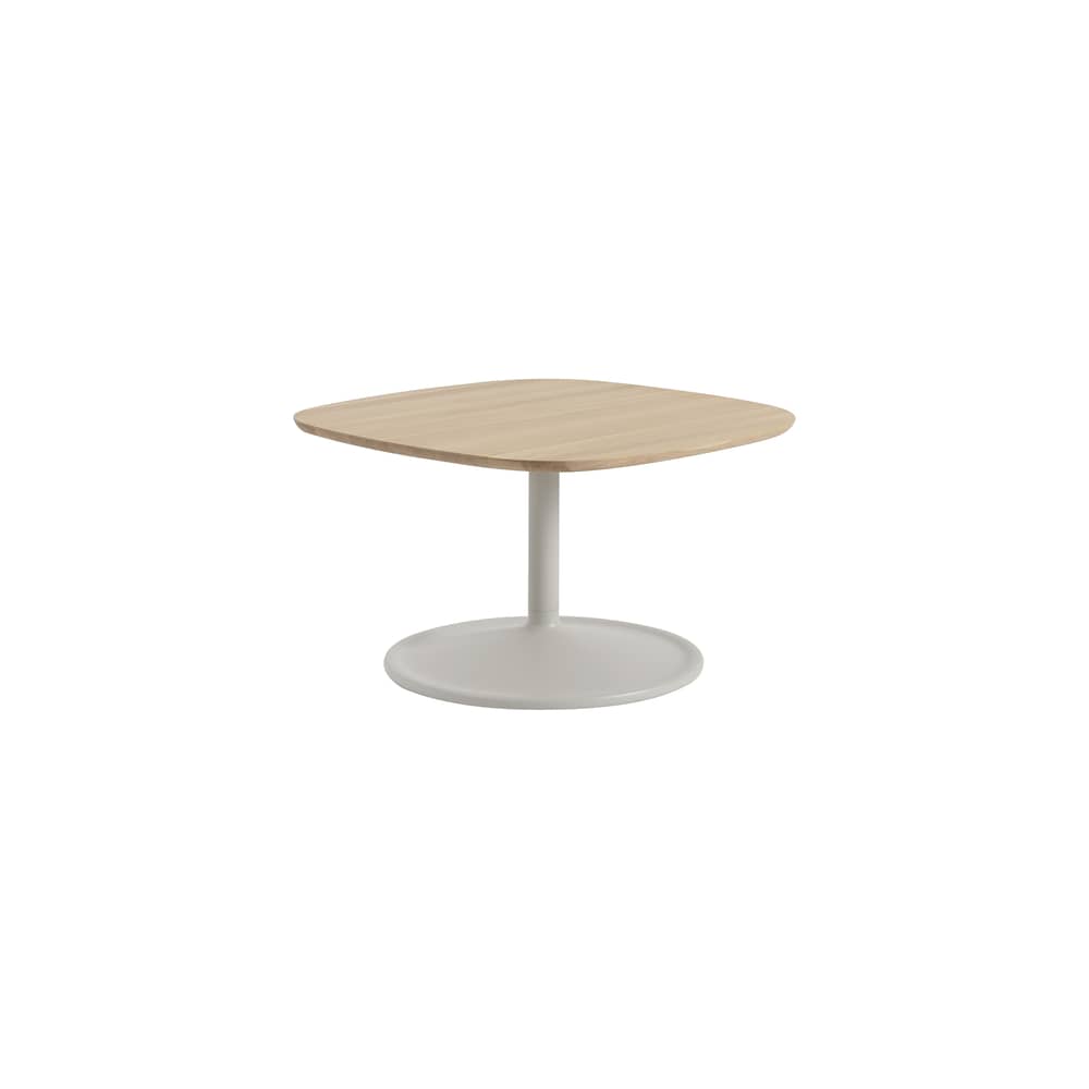 Soft Coffee table natural wood / 70 x 70 x H 42 cm - Muuto - Natural oak / Grey base, legs - Moulded aluminium, Solid oak
