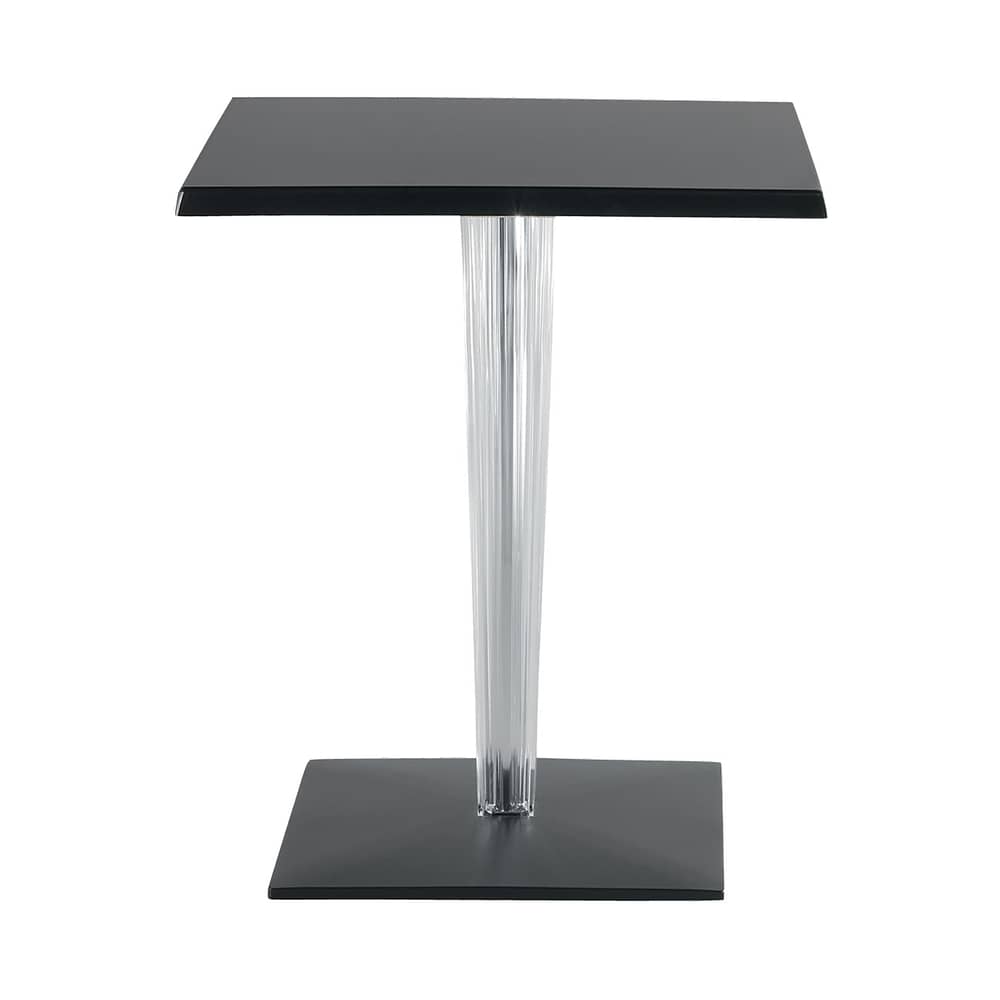 quadratischer Tisch TopTop - Dr. YES plastikmaterial schwarz mit eckiger Tischplatte 70 x 70 cm - Kartell - 70x70 cm - Schwarz / Sockel und Fuß rechteckig - klarlackbeschichtetes Aluminium, Melamin, PMMA