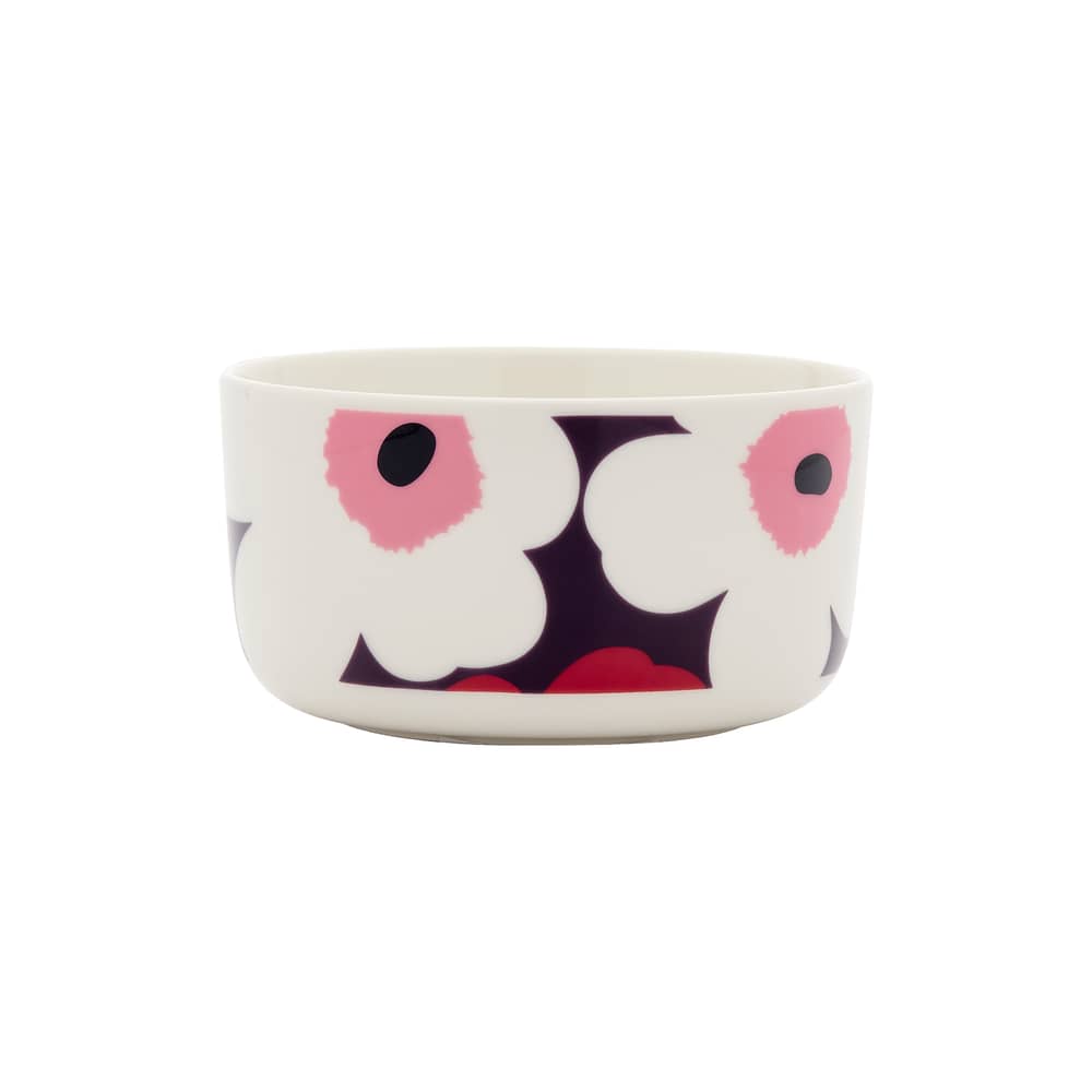 Schale Unikko keramik violett / Ø 12,5 x H 7 cm - 50 cl - Marimekko - Unikko / Pflaume, Rot & Rosa - Sandstein