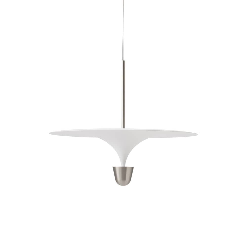 Suspension Kantarell LED métal blanc / Ø 60 cm - NEW WORKS - Blanc & nickel - Acier, Aluminium