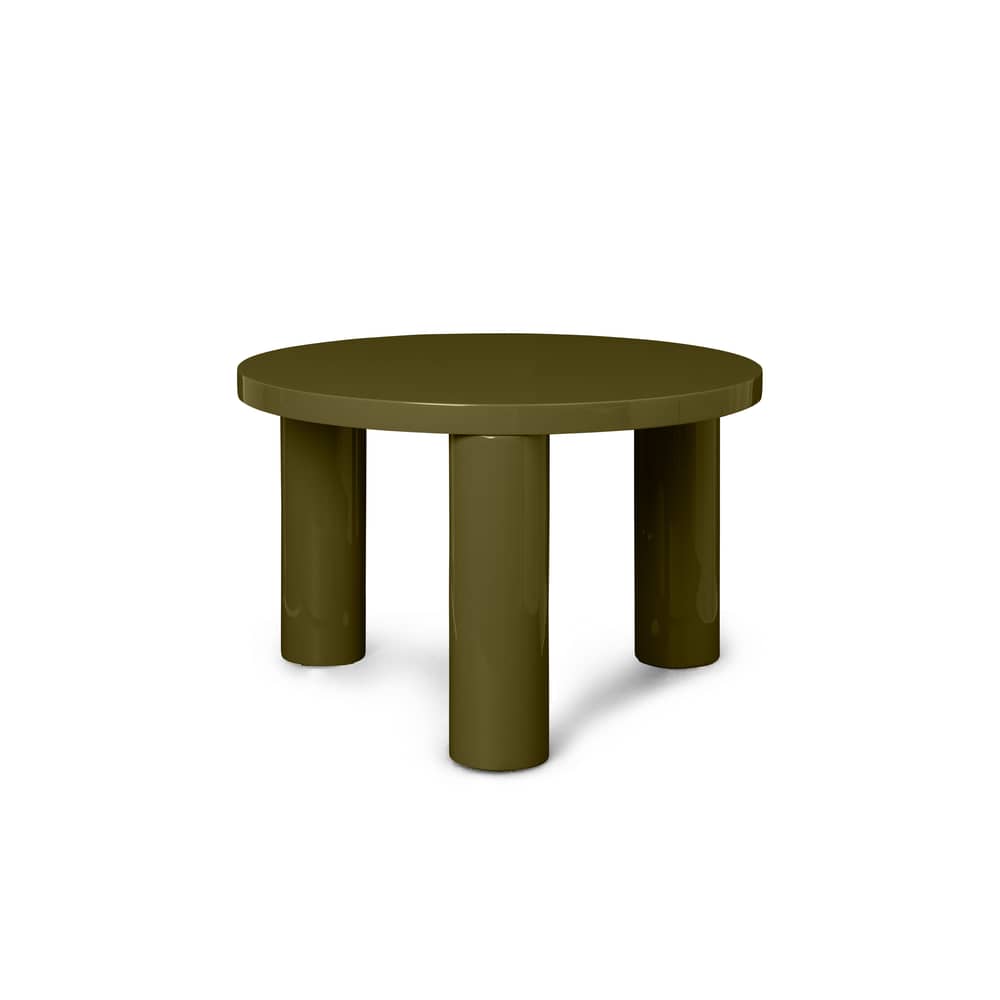 Table basse Post Small laqué vert / Ø 65 x H 41 cm - Ferm Living - Vert Olive - MDF laqué