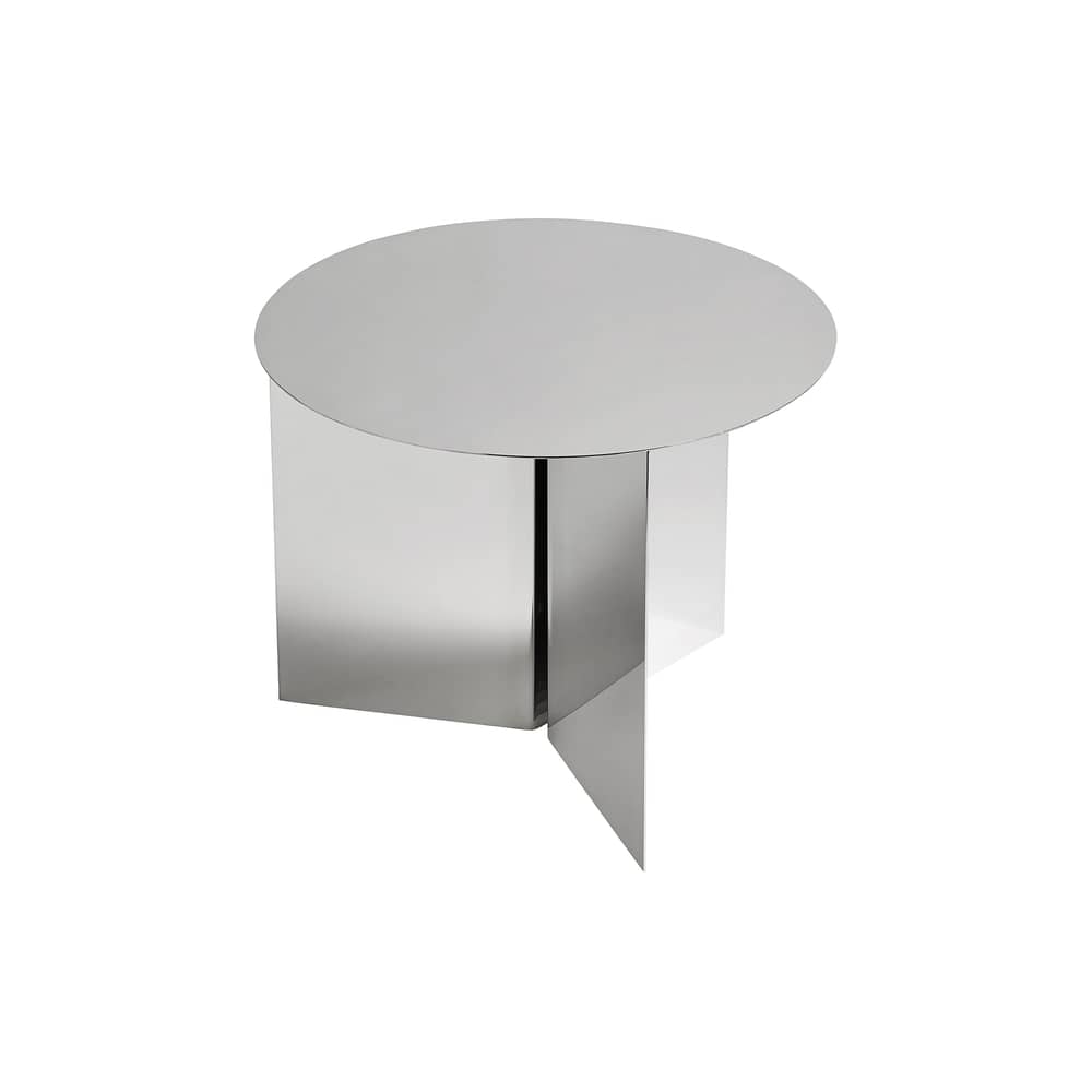 Table d\'appoint Slit Metal basse argent métal / Ø 45 x H 35 cm - Hay - Miroir poli - Acier laqué époxy