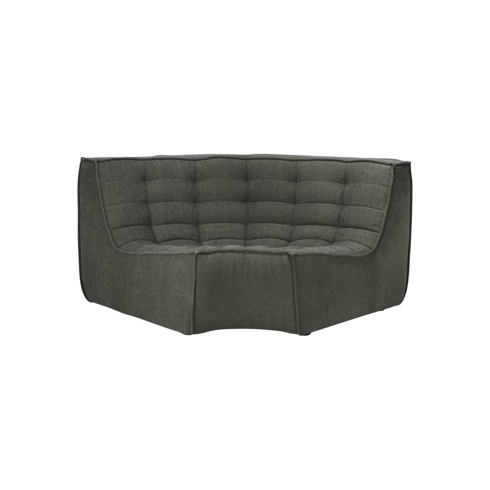 Canapé d\'angle N701 tissu vert / Module d\'angle arrondi 90° - L 120 cm / Coton recyclé - Ethnicraft - Vert Mousse (coton recyclé) - Bois, Coton recyclé, Mousse PU haute densité