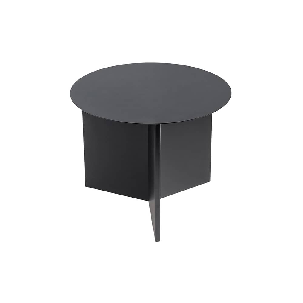 Slit Metal basse End table metal black Ø 45 X H 35.5 cm - Hay - Black - Epoxy lacquered steel
