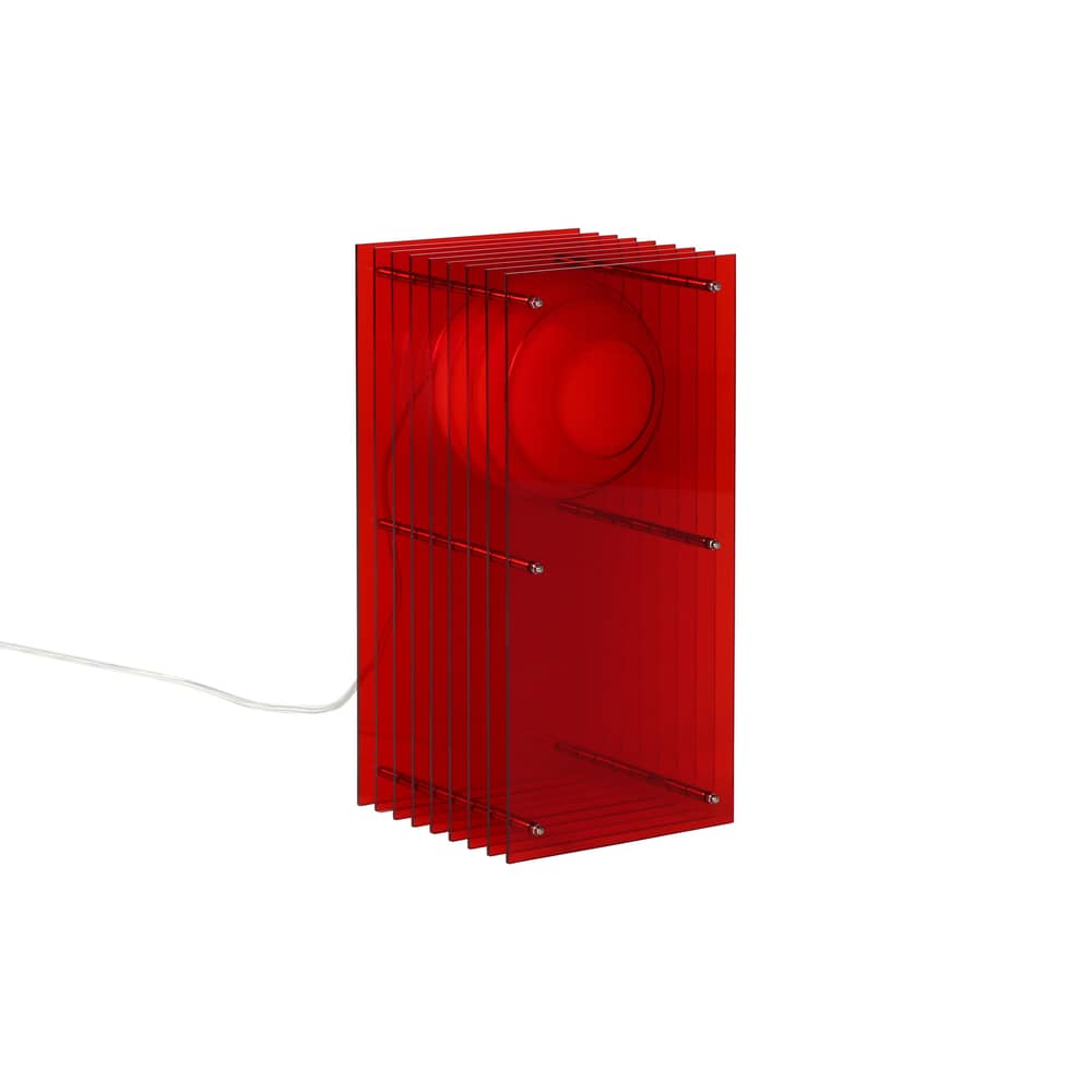 Lampe de table Lop Small Rectangle plastique rouge / Lauréat Archiproducts Design Award - BANG - Rouge - Acrylique, Inox, Verre