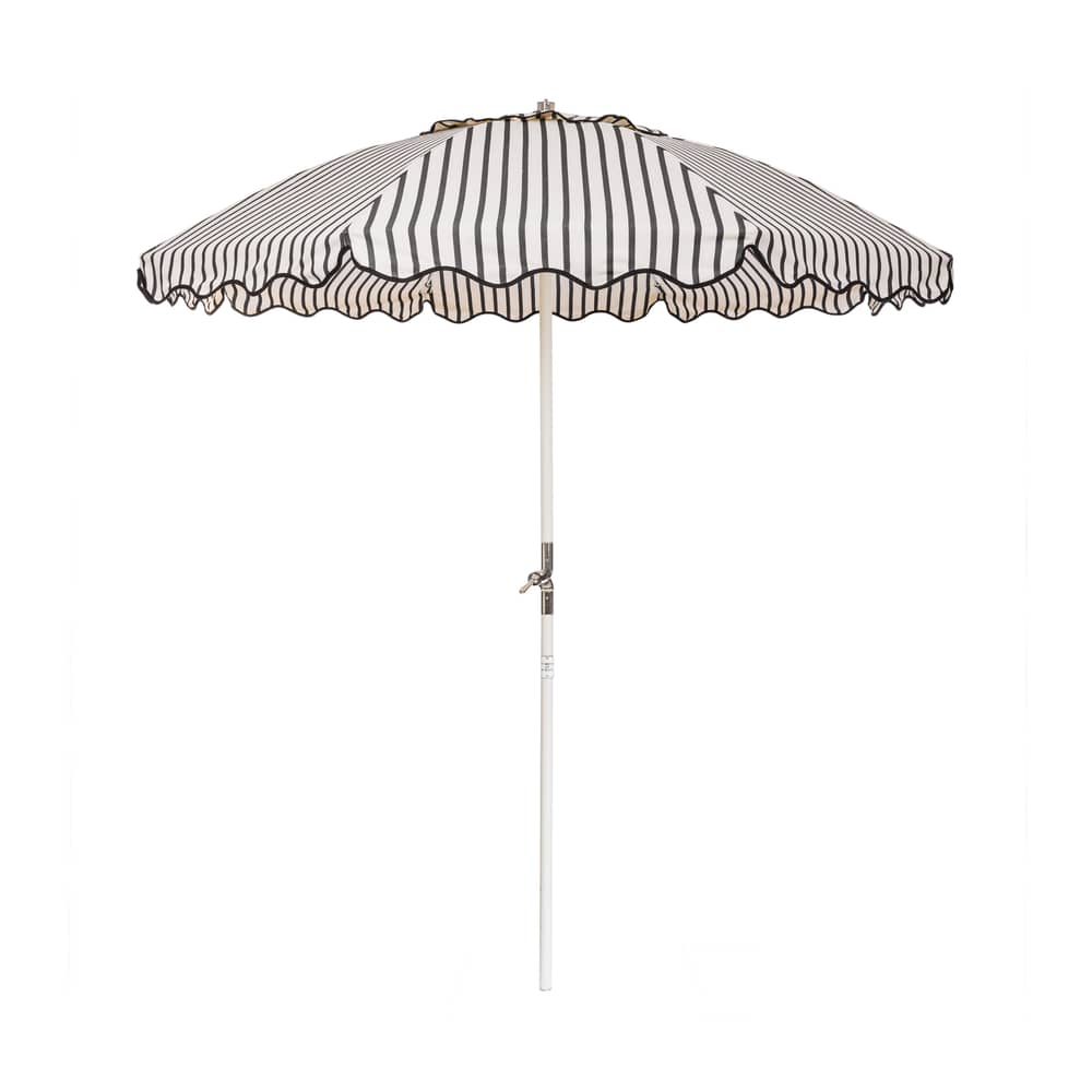 Parasol The Club Monaco noir / Ø 200 cm - BUSINESS & PLEASURE - Rayé / Noir - Aluminium, Fibre de verre, Toile outdoor