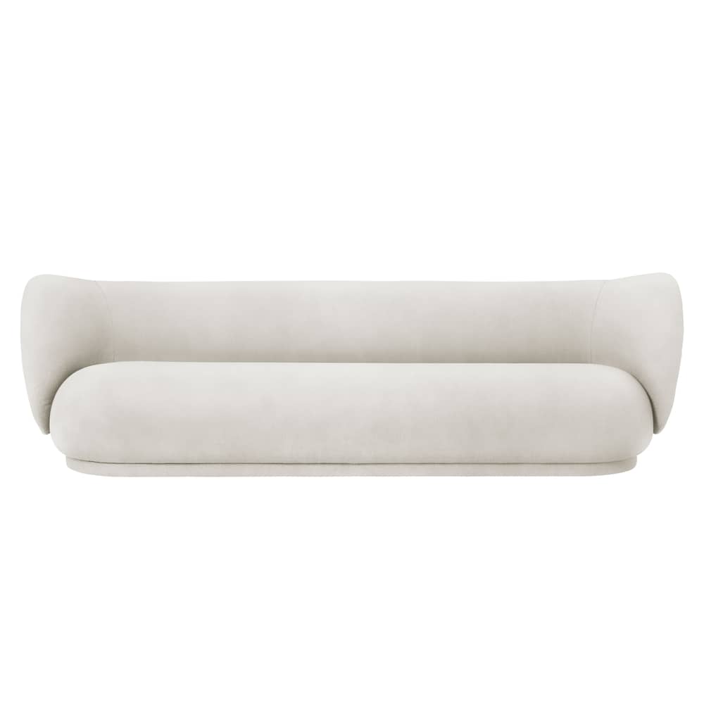 Divano destro Rico tessuto bianco / 4 posti - L 260 - Tessuto poliestere - Ferm Living - Bianco sporco (tessuto in poliestere) - Espanso, Legno, Tessuto poliestere