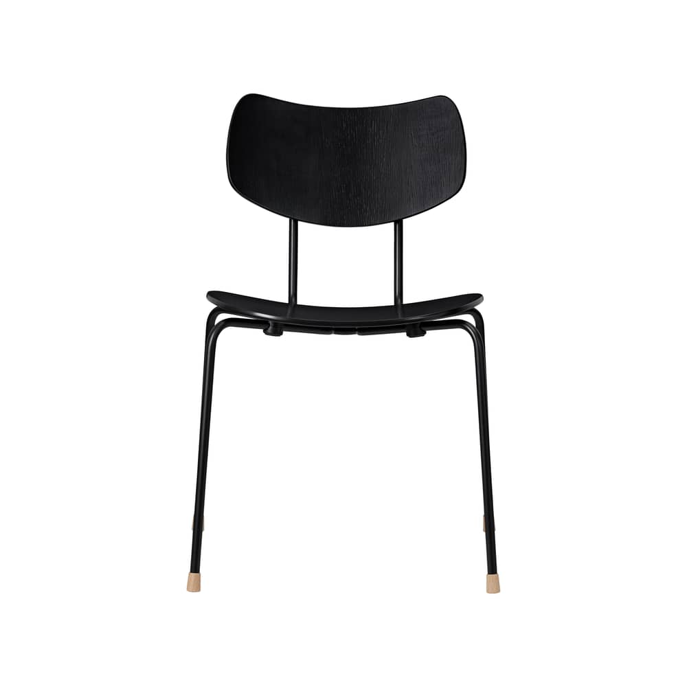 Sedia impilabile VLA26T - Vega Chair legno nero / Vilhelm Lauritzen, 1956 - CARL HANSEN & SON - Nero - Acciaio termolaccato, Compensato di rovere laccato
