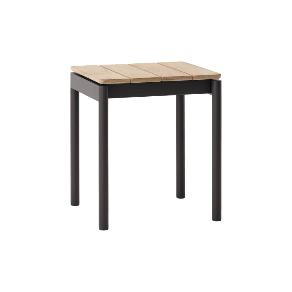 Table d\'appoint Ville AV47 / 40 x 39,5 cm x H 46 cm - &tradition - Noir chaud / Teck - Acier thermolaqué, Teck