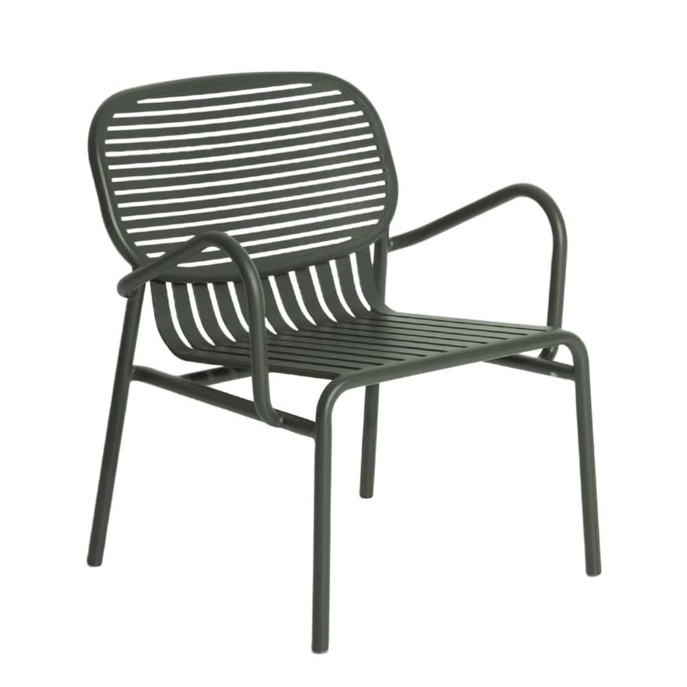 Week-End Low armchair metal green / Stackable - Aluminium - Petite Friture - Bottle green - Powder coated epoxy aluminium