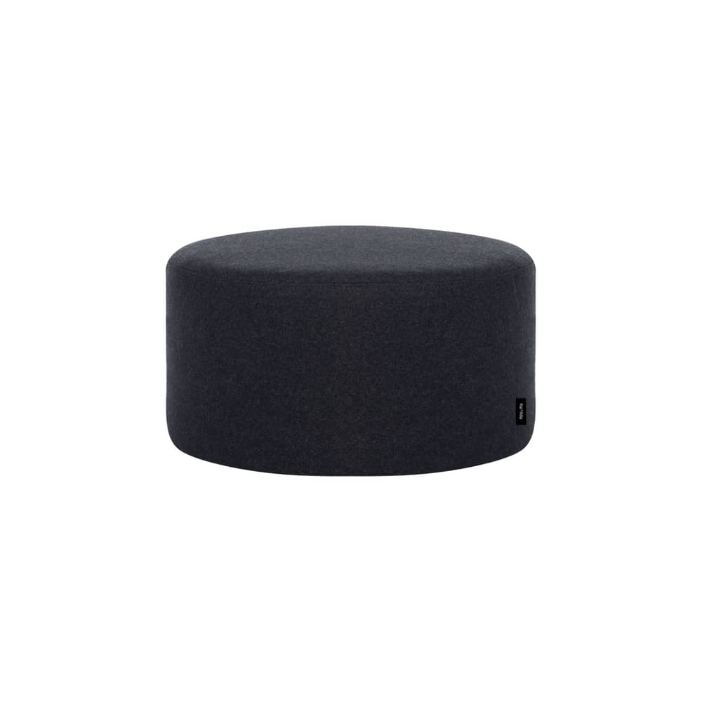Pouf Folk Petit tissu noir / Ø 50 x H 25 cm - NOO.MA - Noir nocturne (laine) - Bois, Laine, Mousse